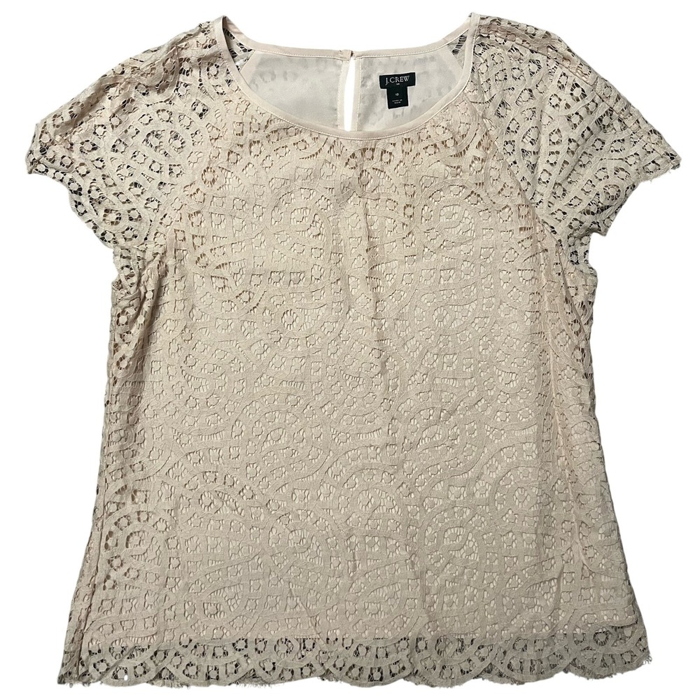 J Crew Factory Lace T Shirt in Vintage Champagne - Women's Size 10‎